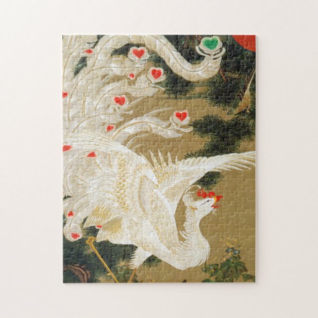 Pine Tree & Phoenix (Love Heart Phoenix), Jakuchu Jigsaw Puzzle (Vertical)
