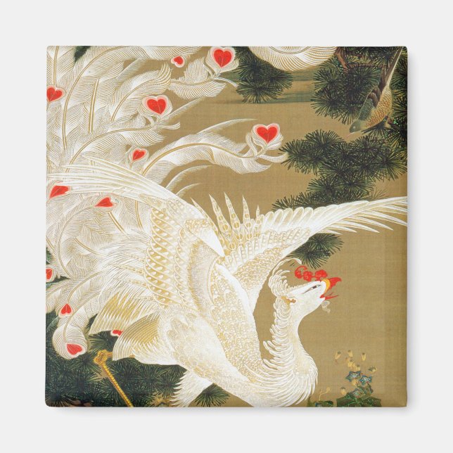 Pine Tree & Phoenix (Love Heart Phoenix), Jakuchu Magnet (Front)