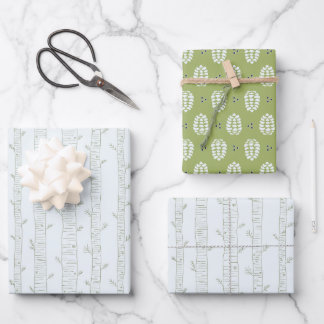 Pine Tree & Pine Cone Gift Wrap Set