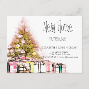Pine Tree Presents New Address Announce Announcement Postcard
