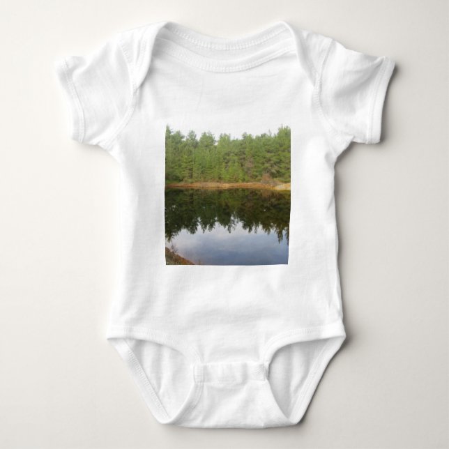 Pine Tree Reflection Lake Baby Bodysuit (Front)