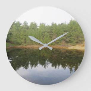 Pine Tree Reflection Lake Large Clock