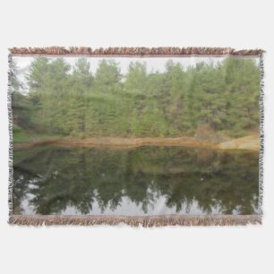 Pine Tree Reflection Lake Throw Blanket