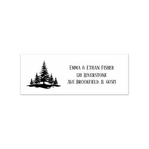 Pine Tree Return Address Stamp, Evergreen Tree Rubber Stamp