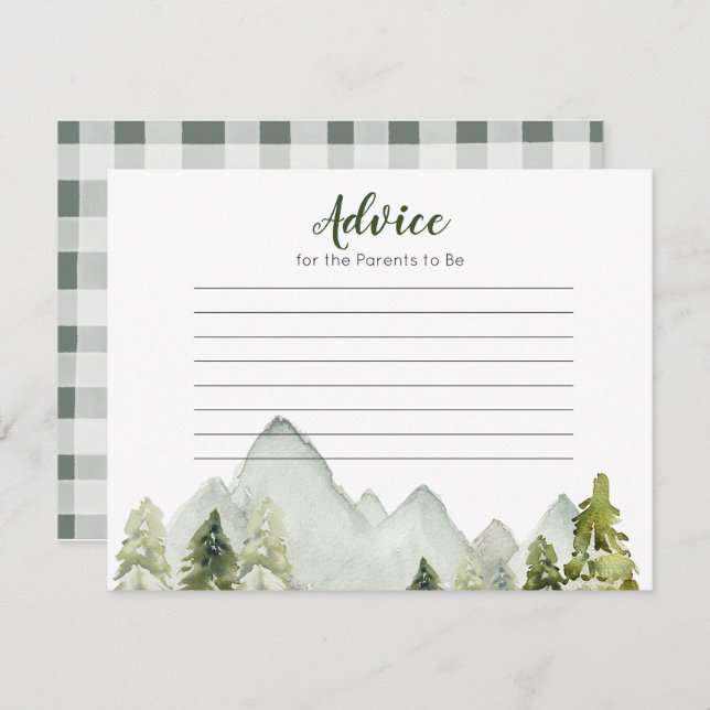 Pine Tree Rustic Adventure Baby Shower Advice Card (Front/Back)