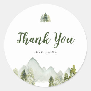 Pine Tree Rustic Adventure Baby Shower Classic Round Sticker