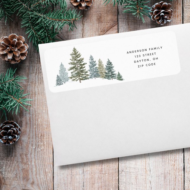 Pine Tree Rustic  Christmas Return Address  Label (Creator Uploaded)