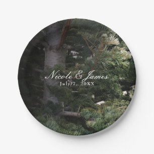Pine Tree Rustic Forest Woods Wedding Reception Paper Plate