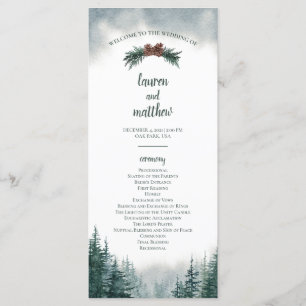 Pine Tree Rustic Wedding Flat Ceremony Program