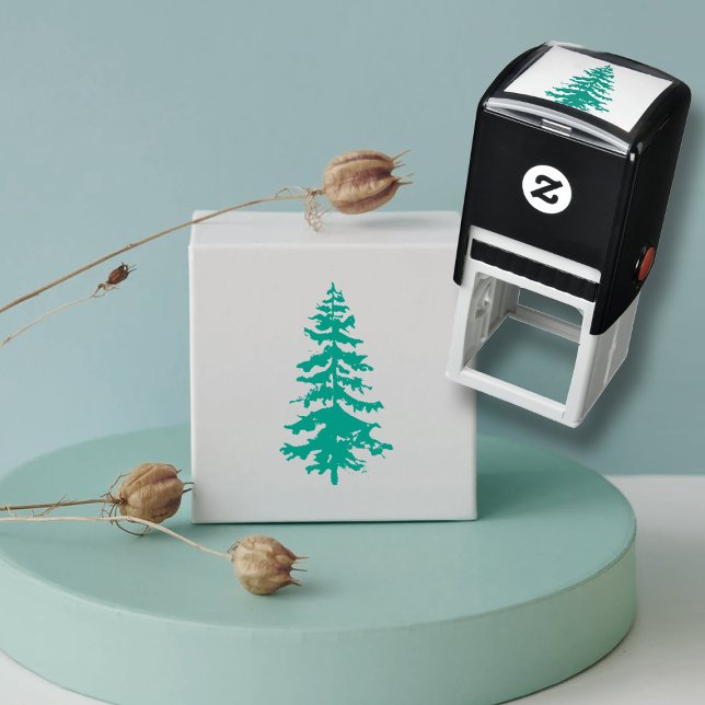 Pine Tree Rustic Wedding Stationery Self-inking Stamp (Creator Uploaded)