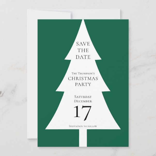Pine Tree Shape Christmas Green Save the Date Invitation (Front)