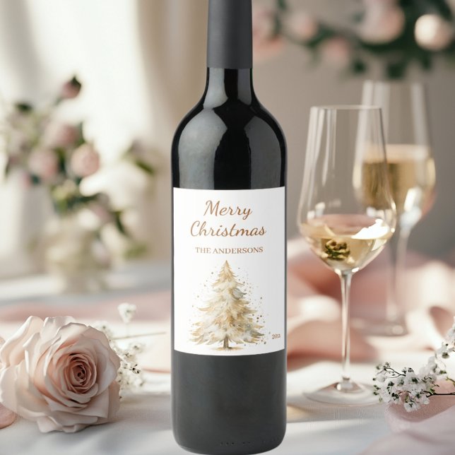 Pine tree snow cream Christmas Party Wine Label (Creator Uploaded)