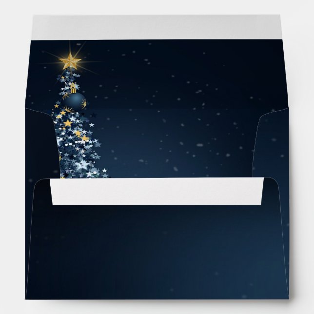 Pine Tree, Stars Blue Envelope (Back (Bottom))