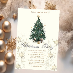 Pine Tree Stars Snowflakes Company  Invitation