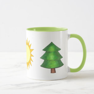 Pine Tree Sun Mountain Climbing Hiking Camp Nature Mug