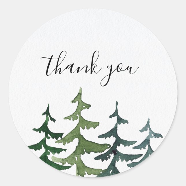 Pine Tree | Thank You  Classic Round Sticker (Front)