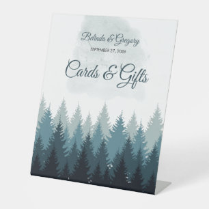 Pine Tree Watercolor Forest Wedding Cards & Gifts  Pedestal Sign