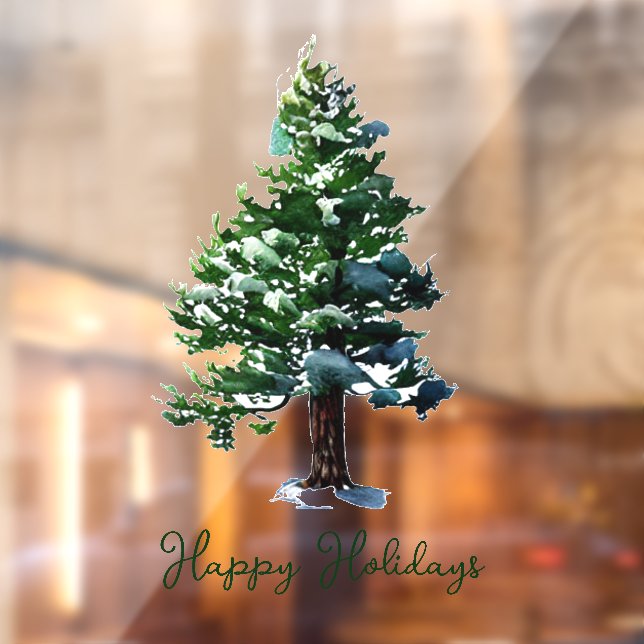 Pine Tree Watercolor Happy Holidays Christmas (Sheet 2)