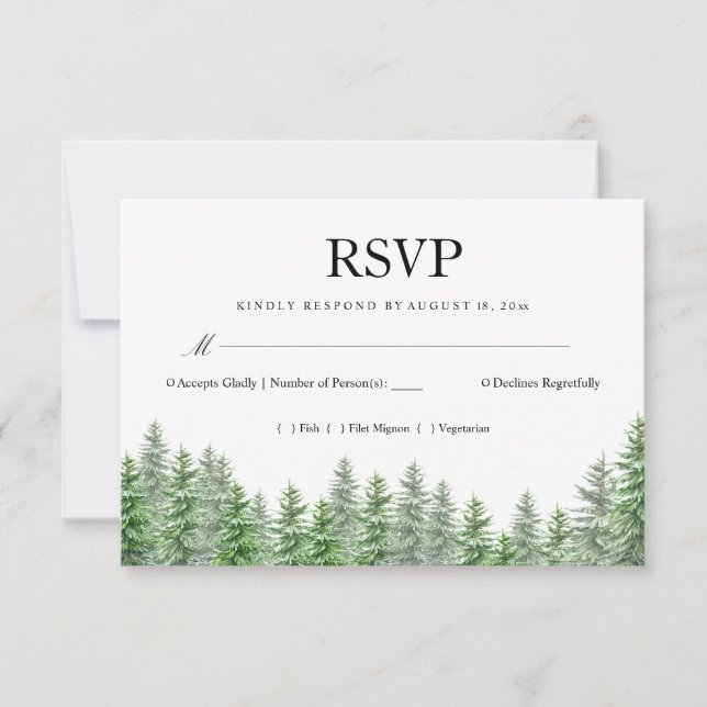 Pine Tree Wedding RSVP (Front)