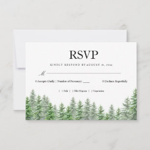 Pine Tree Wedding RSVP Card