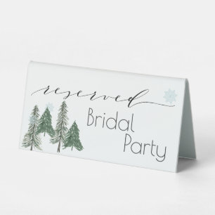 Pine tree Winter Forest Reserved Table Tent Sign