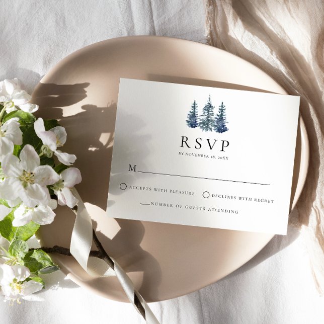 Pine Tree Winter Wedding RSVP Enclosure Card (Creator Uploaded)