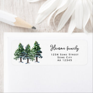 Pine Tree with Snow Watercolor Return Address Return Address Label