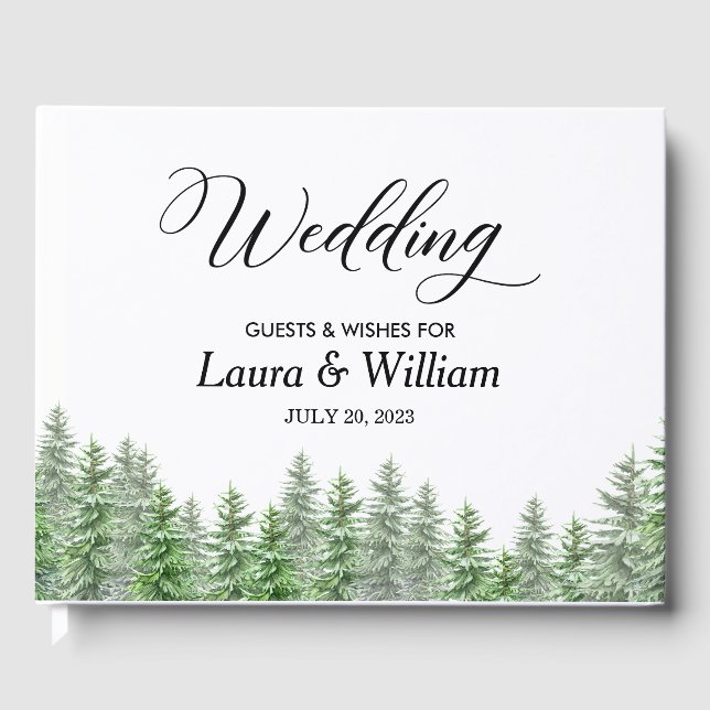 Pine Tree Woodland Wedding Guest Book (Front)
