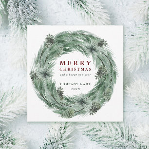 Pine Tree Wreath Christmas Card with QR Code