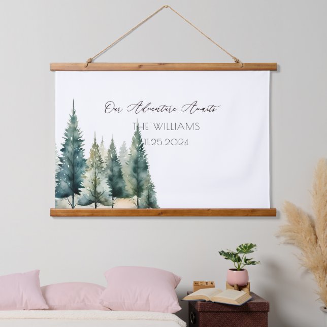 Pine Trees Alternative Wedding Guest Book  Hanging Tapestry (Bedroom)