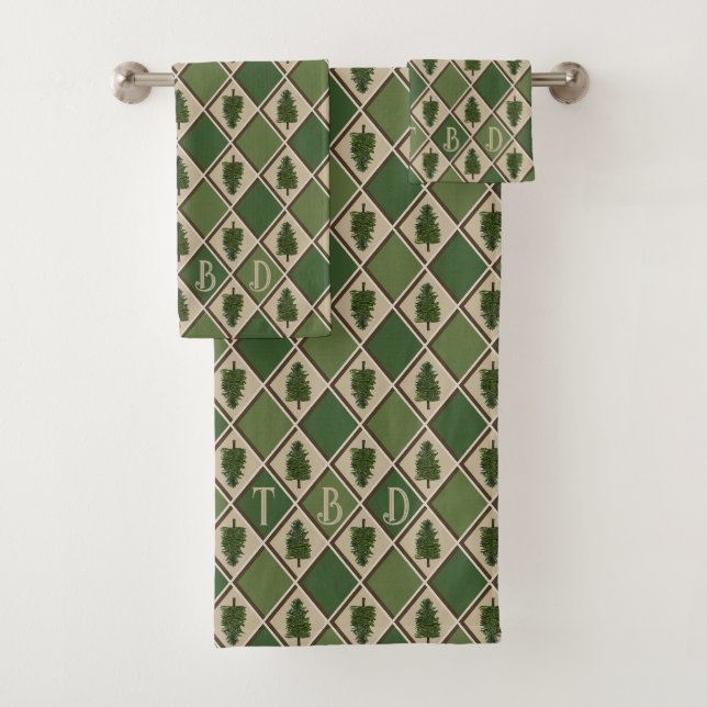 Pine Trees and Harlequin Bath Towels (Insitu)