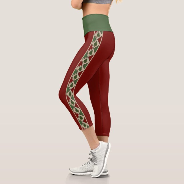 Pine Trees and Harlequin Capri Leggings (Left)