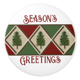 Pine Trees and Harlequin Ceramic Knob