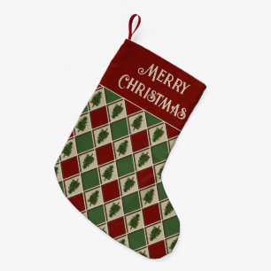 Pine Trees and Harlequin Holiday Stocking