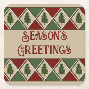 Pine Trees and Harlequin Paper Coaster
