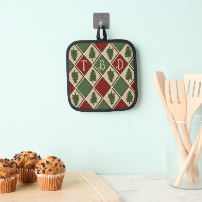 Pine Trees and Harlequin Pot Holder (Insitu(Hanging))