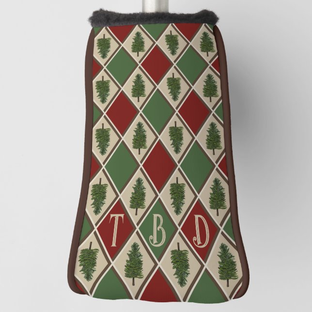 Pine Trees and Harlequin Putter Golf Head Cover (Rotate 90)