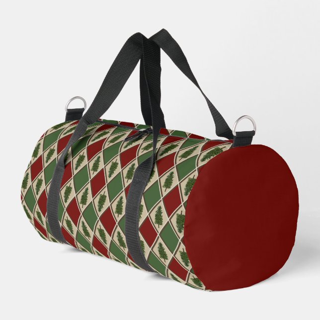 Pine Trees and Harlequin Small Duffel Bag (Left Corner)