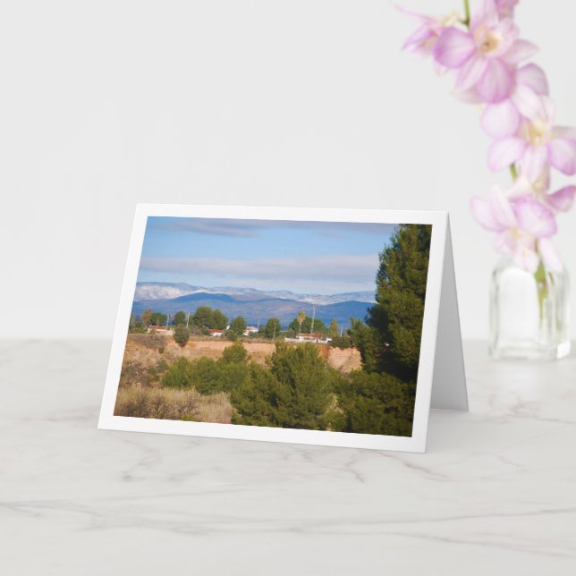 Pine Trees and Snowy Mountains Card (Orchid)