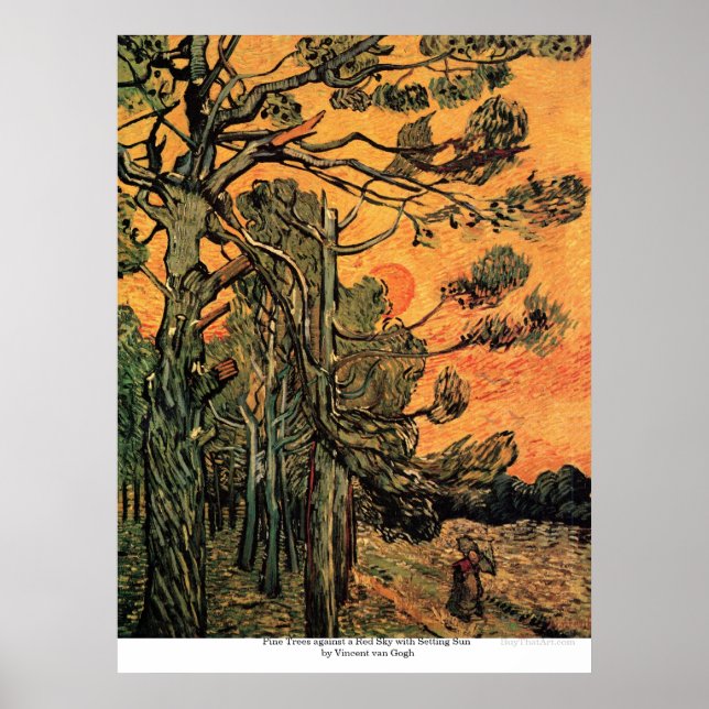 Pine Trees at Sunset by Vincent van Gogh Poster (Front)