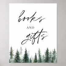 Pine Trees Baby Shower Books and Gifts Sign
