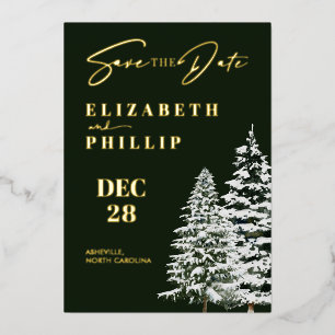 Pine Trees Christmas Winter Green Save The Date