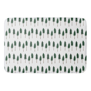 Pine Trees Forest Minimalist Pattern Bath Mat