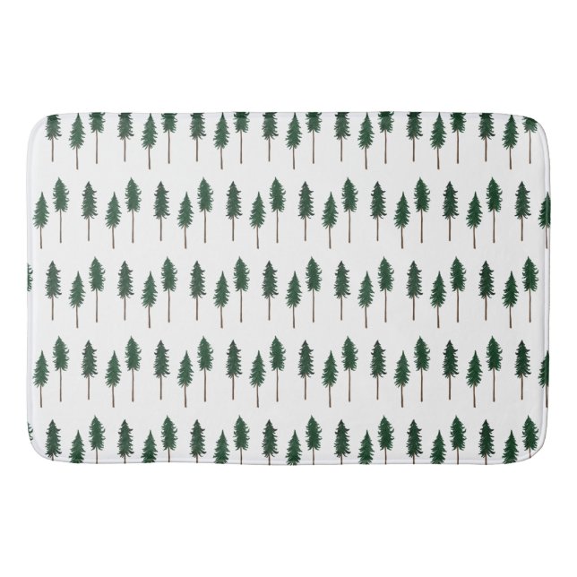 Pine Trees Forest Minimalist Pattern Bath Mat (Front)