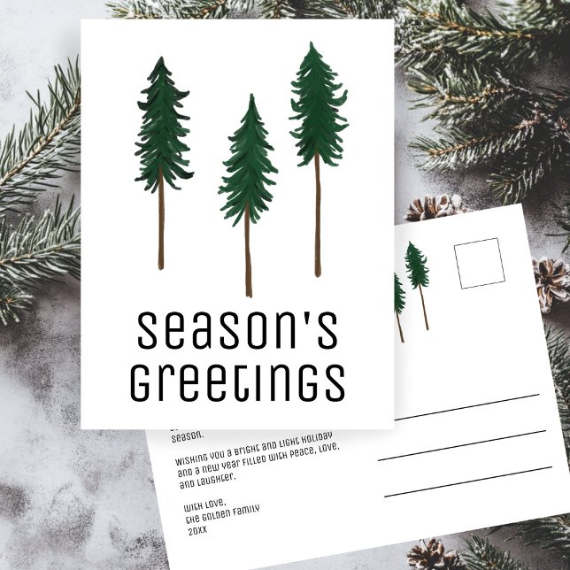 Pine Trees Forest Minimalist Simple CUSTOM Holiday Postcard (Pine Trees Forest Minimalist Simple CUSTOM Holiday Postcard
)