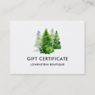 Pine Trees Green Watercolor   Gift Certificate