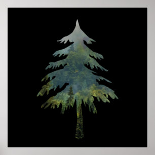 pine trees in a forest poster