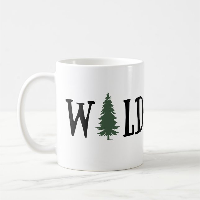 Pine trees in the wild forest coffee mug (Left)