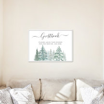 Pine Trees Lantern Botanical Guestbook Sign