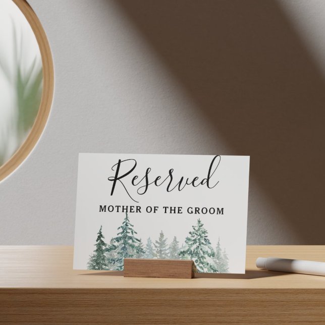 Pine Trees Lantern Botanical Reserved  Sign (Winter Rustic Pine Trees Lantern Botanical Wedding Party Supplies)